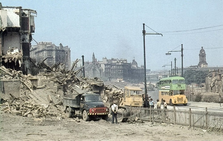 Tenements in Cowcaddens were cleared to make way for the new motorway.  
