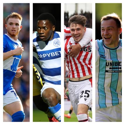 From left to right: There's been varied fortunes for Marc Leonard, Karamoko Dembele, Luke Cundle and Geroge Edmundson after being linked with Pompey this summer.