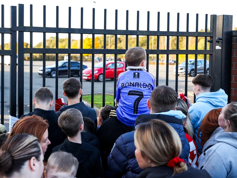 Crowds line up for a glimpse of the Portugal superstar outside the SMiSA Stadium.