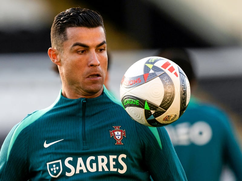 Cristiano Ronaldo shows off his ball skills during the Portugal training session