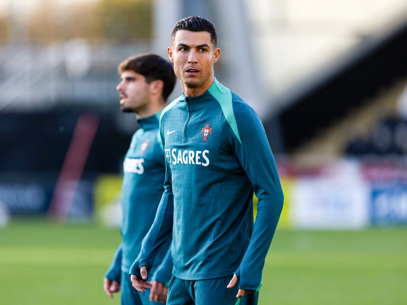 Portugal's Cristiano Ronaldo during a training session at the SMiSA Stadium.