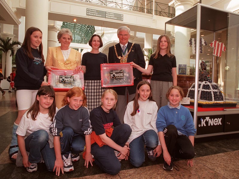 The Lord & Lady Mayor of Sheffield, Mr and Mrs Frank White, at Meadowhall with pupils from Lydgate junior School, Crosspool, who created the award-wining K'Nex model pictured on the right