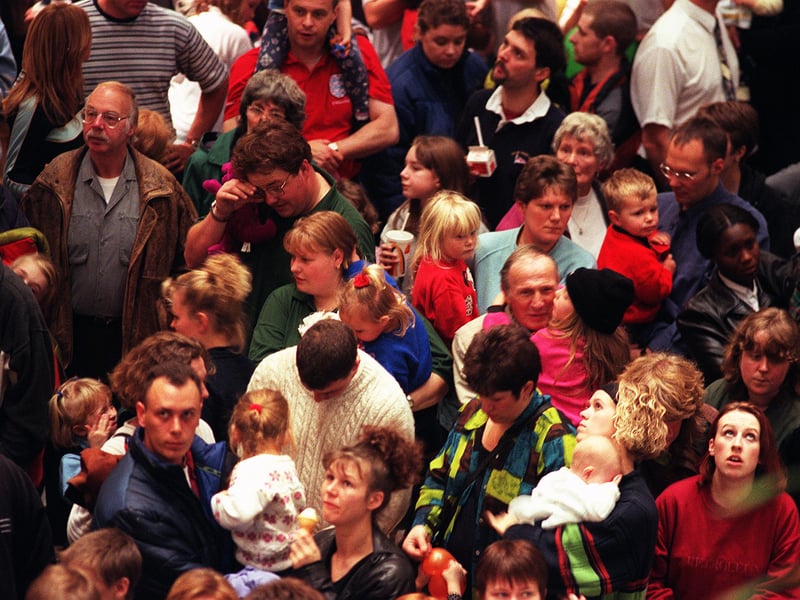 Crowds at Meadowhall for the Christmas lights switch-on in 1998