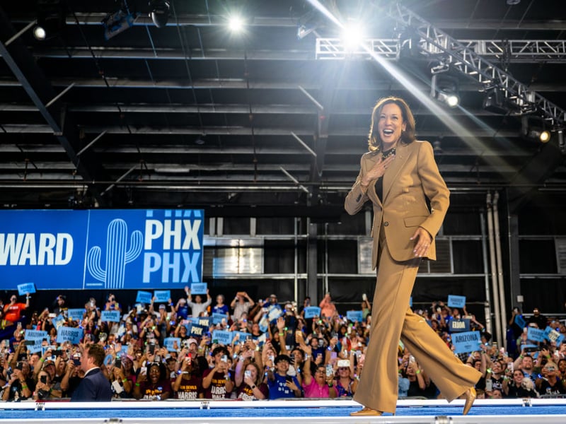 According to the bookmakers, Kamala Harris has a 54.5 per cent chance of winning between 48-50.99 of the votes - with odds of 5/6. There's a 33.3 per cent chance she'll do even better, polling 51-53.99 per cent - odds of 2/1. Any other result has less than 14 per cent chance of happening.