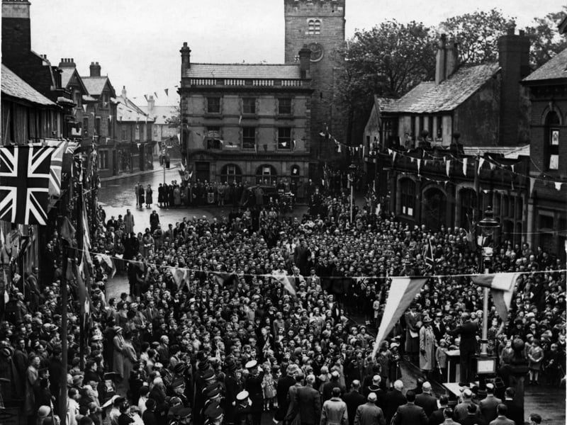 Coronation of King George V1 - crowds gather to celebrate in Poulton Square, 1937