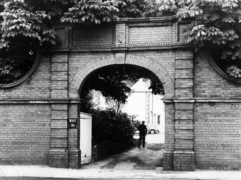 The Jubilee Arch, echo of the Diamond Jubilee of Queen Victoria, and long a familiar landmark, seen in 1969 before demolition as part of changes to Poulton College of Education in Breck Road