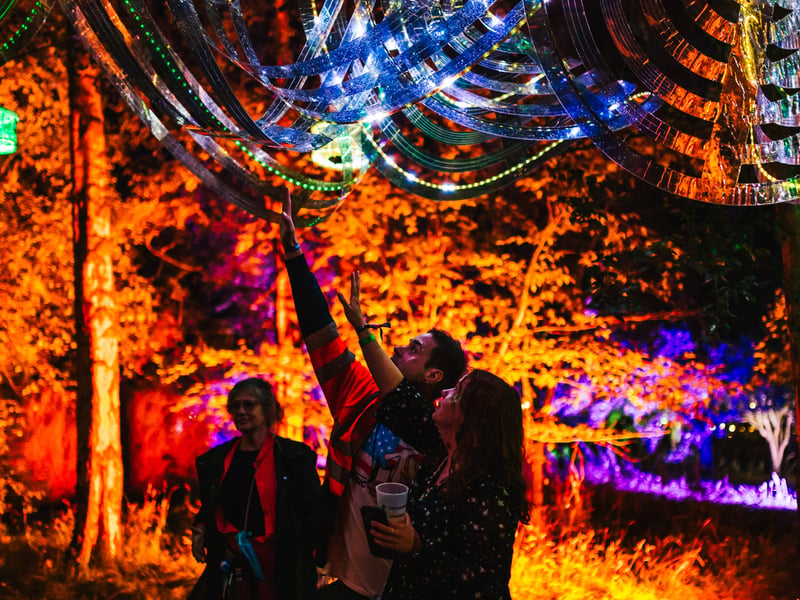 Celestial Sound Cloud is an interactive digital sound and light sculpture inspired by cosmic clouds and nebulas – the clouds of dust and gases in which stars are formed. Underneath the suspended sculpture, you can sing, move or dance to create your own visual and sound experience.