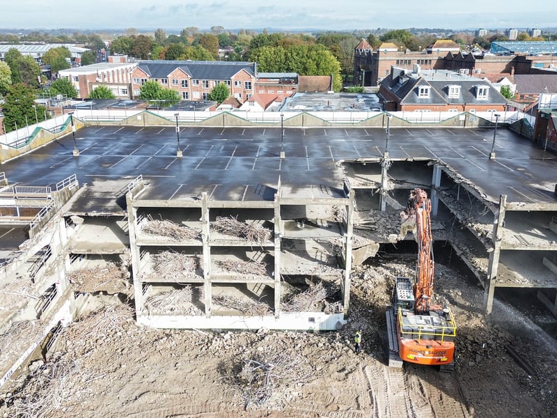 The demolition is well underway at the Havant carpark. Pictured on Wednesday 16th October 2024