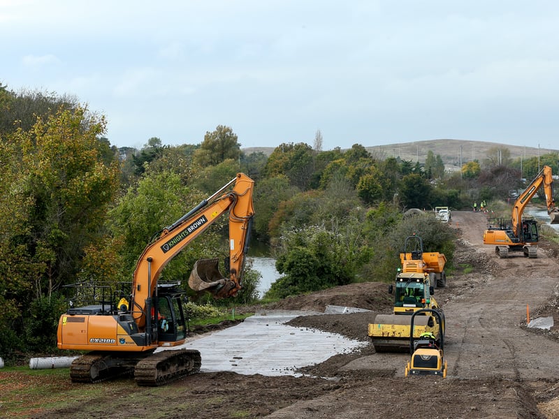 Sea defence work at Ports Creek, protecting the north of Portsea Island. Picture: Chris  Moorhouse (161024-24)