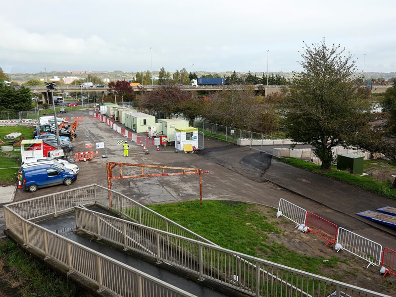 The carpark next to Ports Creek off the Portsbridge roundabout is closed and is being used by the team constructing the sea defences. Picture: Chris Moorhouse (161024-14)