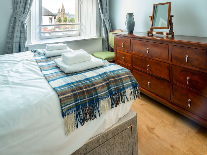 One of the bedrooms, with excellent views