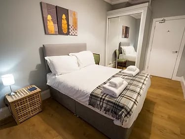 Inside one of the third floor penthouse apartment bedrooms.