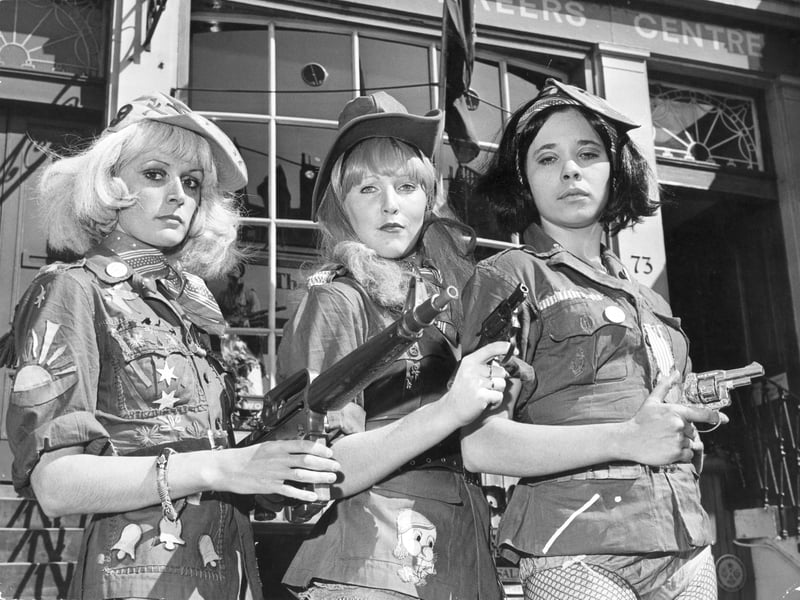 Diana Patrick, Patricia Hodge and Emma Williams in the Portable Theatre Company production of 'Plays for Rubber Go Go Girls' during the Edinburgh Festival Fringe 1971.