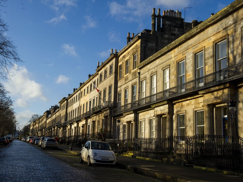 Regent Terrace in Edinburgh is one of Scotland's most expensive streets for property. It has finished fourth on this year's list, with an average house price of £1,621,000. Picture: Lisa Ferguson