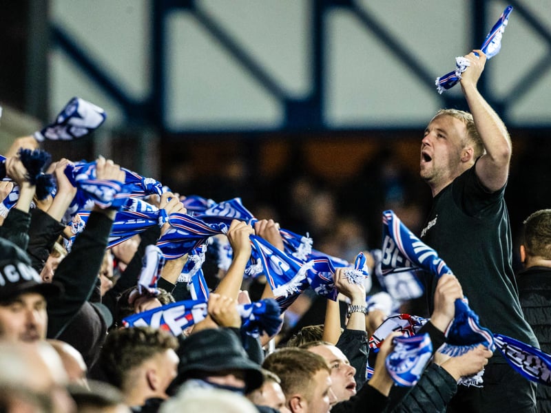 Rangers fans wave their scarves during the 4-0 win over FCSB.