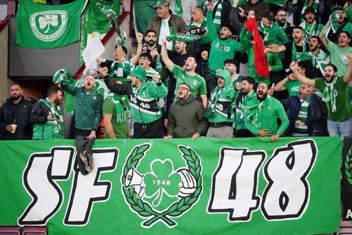 Omonia Nicosia fans show their support in the stands despite losing 2-0.