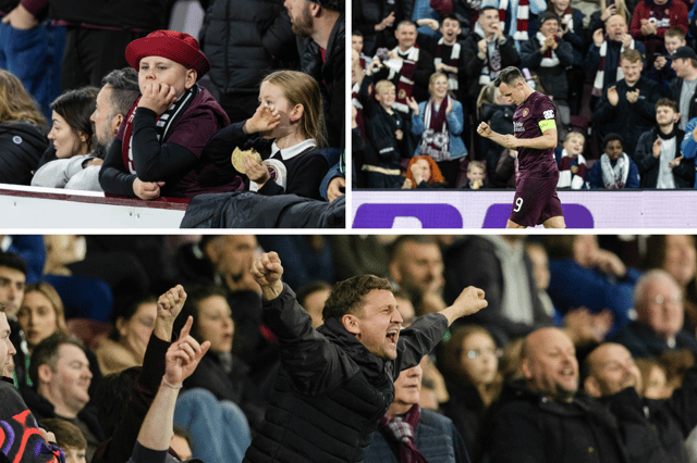 Here are the best fan photos from Hearts 2-0 win over Omonoia in the Conference League. Cr: SNS Group/PA