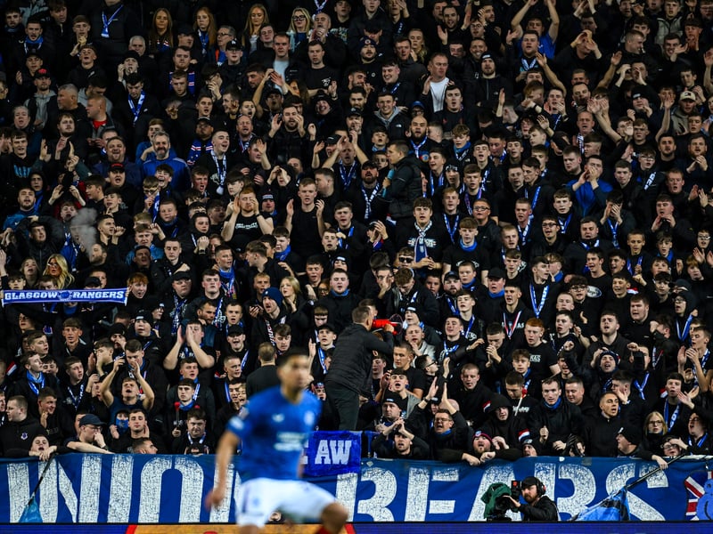 Rangers fans watch on during the game against FCSB.