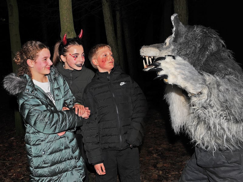Werewolf Nick Stead meets young people on the walk.