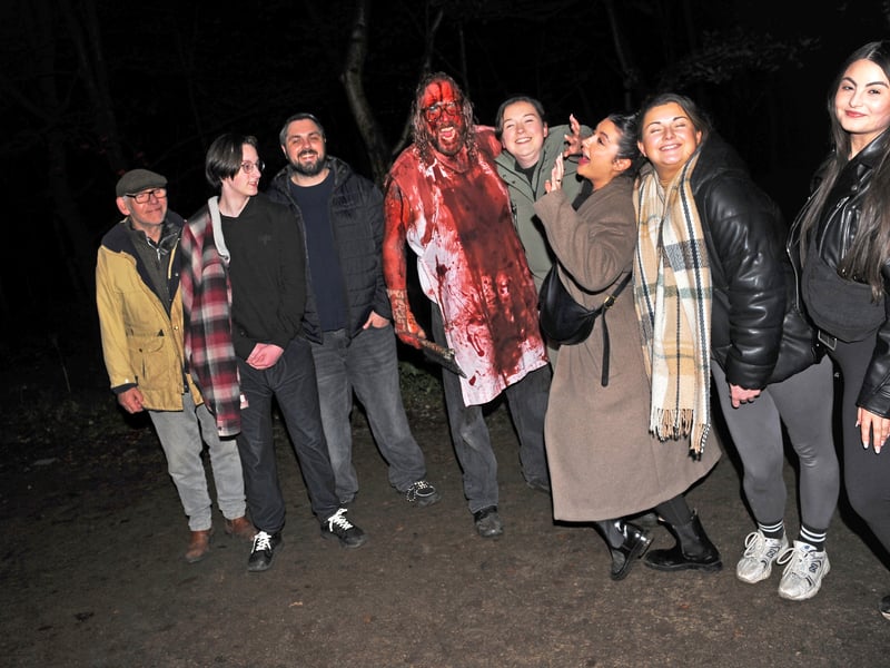 "Butcher" Andy Bleasdale from Otley with a not-so-scared group.