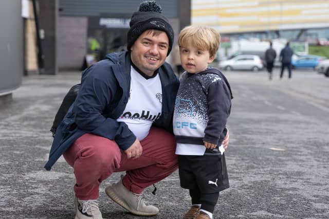 It was this young fan's first Derby game. His exciting afternoon saw him leading the teams out onto Pride Park Stadium Derby