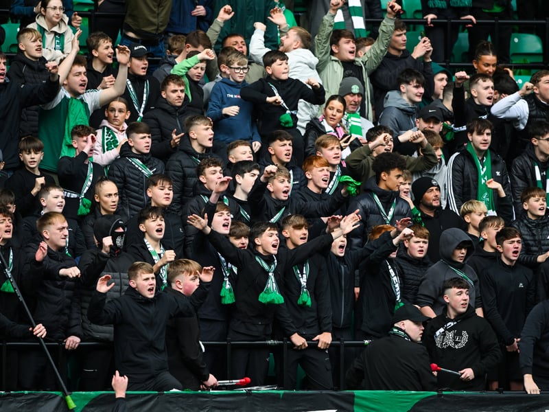 Home supporters whip up the atmosphere during the Edinburgh derby.