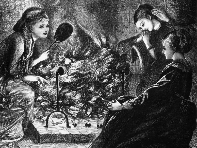 Alongside apple dookin’, which is also associated with fortune telling, people would burn nuts from hazel trees to gather wisdom. It was a Scottish Halloween tradition which saw young couples throw hazelnuts on the fire and listen to them burn. If they were quiet the couples would share a happy union, while those which hissed and crackled foretold a rocky future.