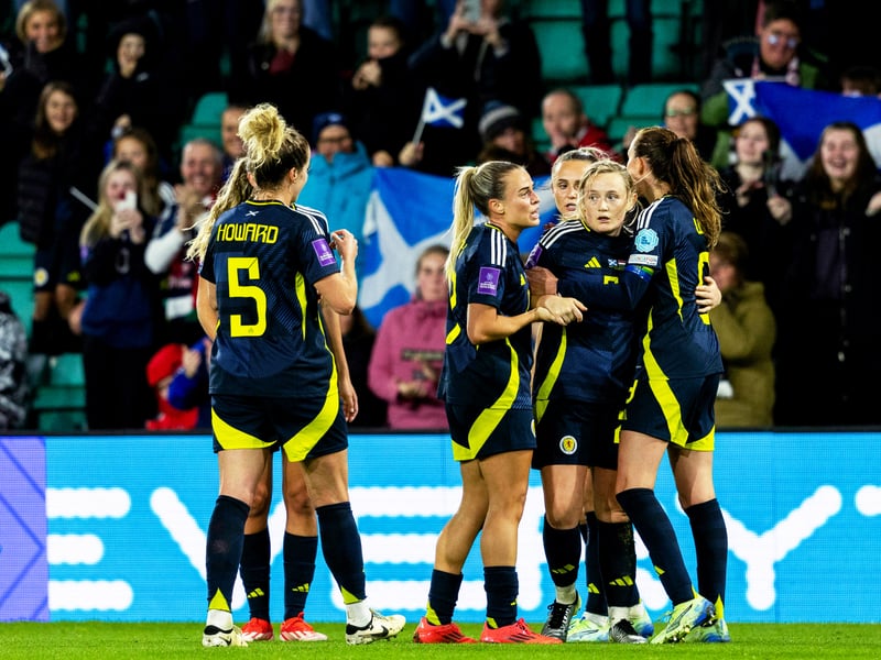 Supporters celebrate Erin Cuthbert's strike that made it 2-0.