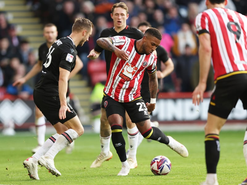 A game of two halves for the striker as he enjoyed just four touches in the first 45 minutes before scoring the decisive goal of the game with his seventh, after his fifth and sixth had also gone close before his shot was blocked. Losing both Moore and Brewster was a blow for the Blades but how this man stepped up, with his third goal in four games. Who needs a lot of touches, anyway?