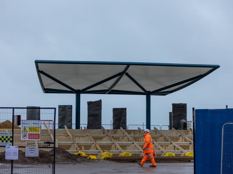 A new windbreak shelter has gone up adjacent to the Briny Restaurant on Southsea seafront as part of the coastal defense works.
Picture Alex Shute 
