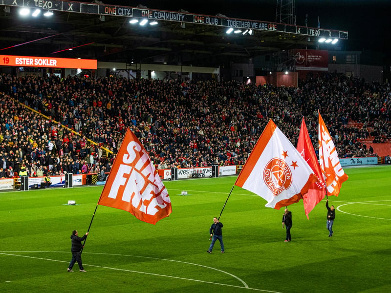 Aberdeen fans takes their seats ahead of the game against Rangers at the top of the Scottish Premiership.