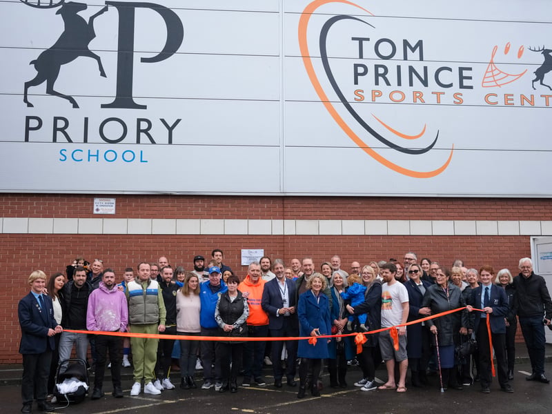 A new multi-sport facility, which was formally a tennis centre, has officially opened and been renamed Tom Prince Sports Centre, after a former Priory School student, Tom Prince, a lively and loving boy who passed away the day before his 16th birthday following a diagnosis of the rare bone cancer, osteosarcoma.

Pictured: The officially opening and renaming of the centre