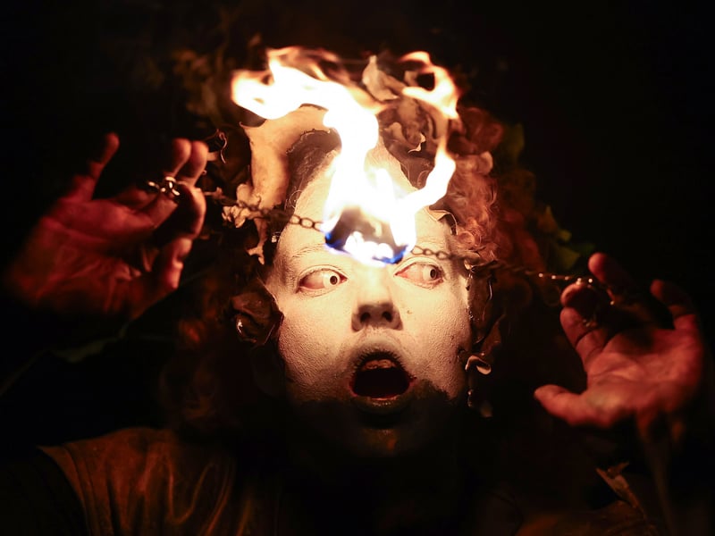 The event features a mixture of fire-dancing, drums, acrobatics, and immersive theatre performances.