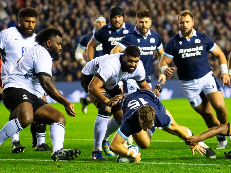 Great dancing feet to score opening try - his first at Murrayfield in Scotland colours. Game cut short just before half time as he limped off injured. 7