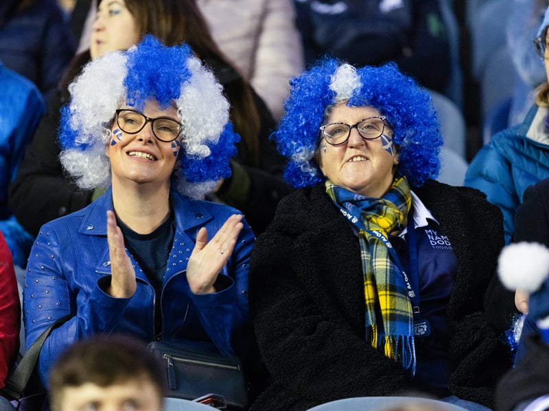 These Scotland fans don supportive wigs at Murrayfield.