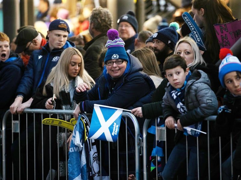 These fans wait for the team outside Murrayfield