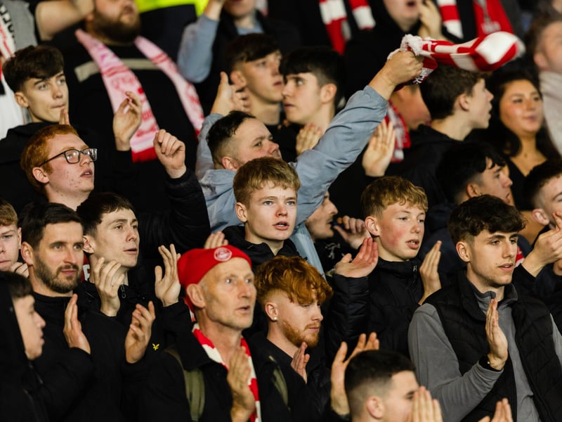 Aberdeen fans continue to sing despite their side's 6-0 defeat at Hampden Park.