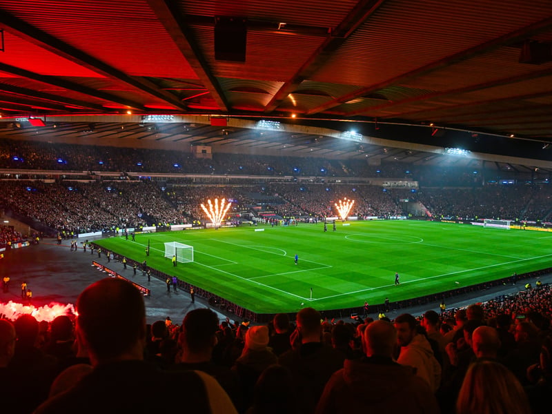 A general view of the Celtic end as the players enter the field.