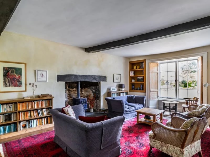 The listing says: "The house itself has masses of space, perfect for a family, and includes many period features in the form of old, stone flagged floors, huge fireplaces and much exposed timbering."