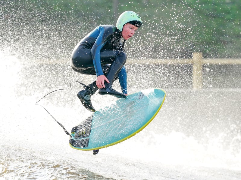 Kai Cruickshank, aged 12, from Fraserburgh, at the launch of the Lost Shore Surf Resort in Newbridge, near Edinburgh. Picture: Jane Barlow/PA Wire