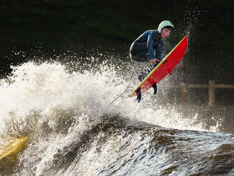 Surfer Kai Cruickshanks tests out the Lost Shore Surf Resort at Ratho. Picture: Jeff J Mitchell/Getty Images