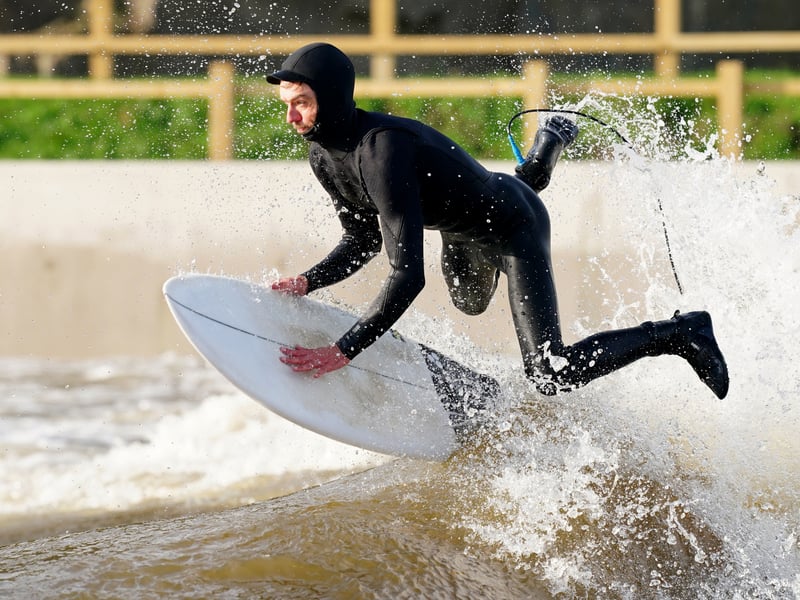 Professional surfer Georoid McDaid, from Ireland, rides the waves at the launch of the Lost Shore Surf Resort in Newbridge, near Edinburgh. Picture: Jane Barlow/PA Wire