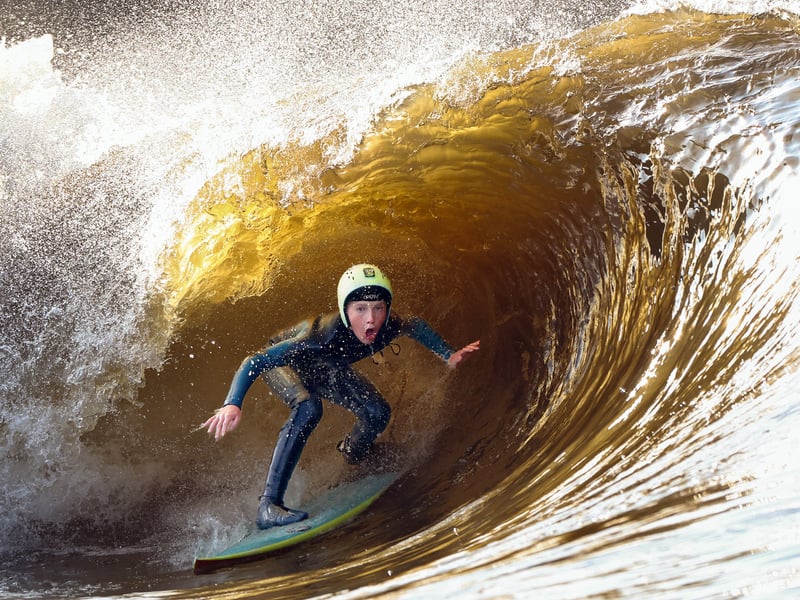 Surfer Kai Cruickshank tests out the Lost Shore Surf Resort. The inland wave pool located on the outskirts of Edinburgh is set in a 60-acre country park, and will generate up to 1,000 waves per hour. Picture: Jeff J Mitchell/Getty Images