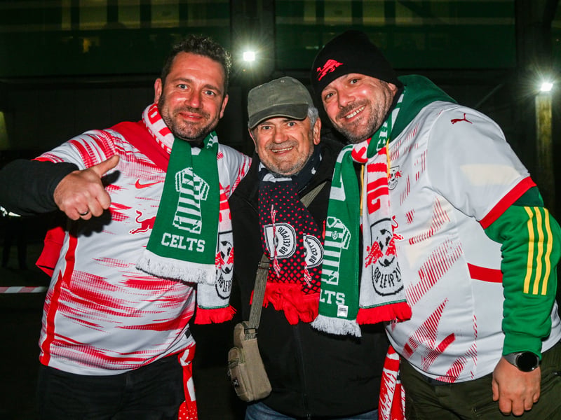 Leipzig fans outside take in the pre-game atmosphere.