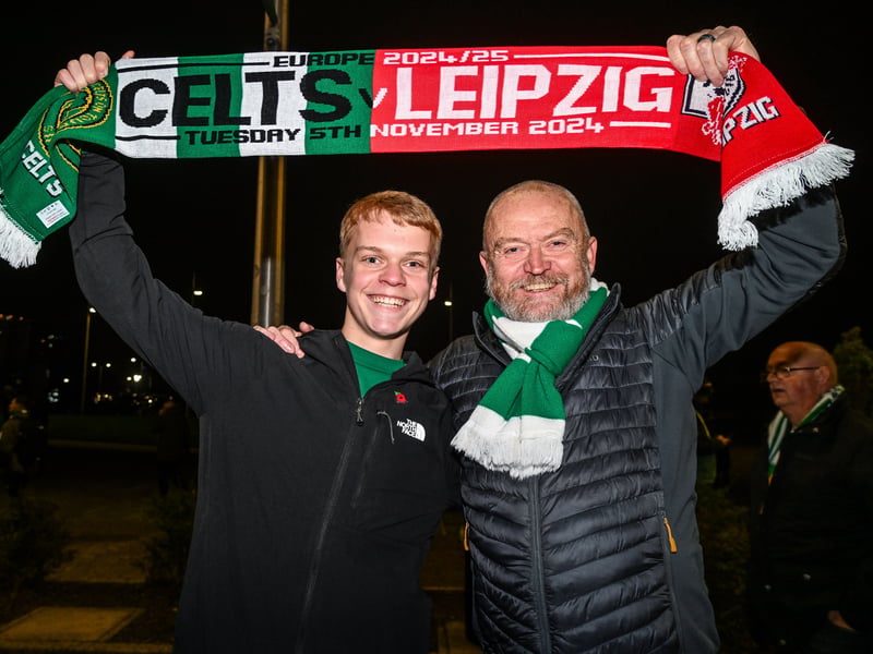 Celtic fans before kick-off against RB Leipzig.