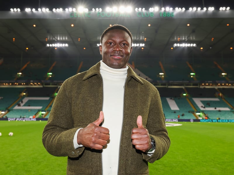 Ex-Celtic midfielder star Victor Wanyama gives the camera the thumps up before the game.