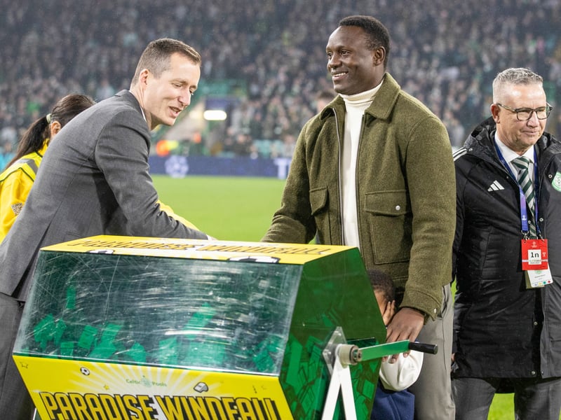 Former Celtic hero Victor Wanyama does the half time draw.