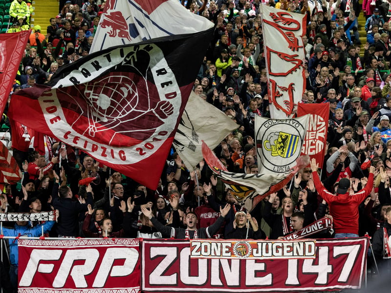 A general view of Leipzig fans during the game.