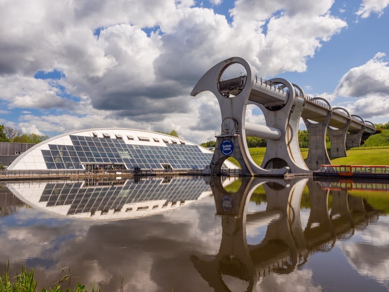 The world's only rotating boat lift, The Falkirk Wheel links the Forth and Clyde Canal with the Union Canal. First opened in 2002, those visiting can enjoy not only their own boat ride but observe others from the free visitor centre.