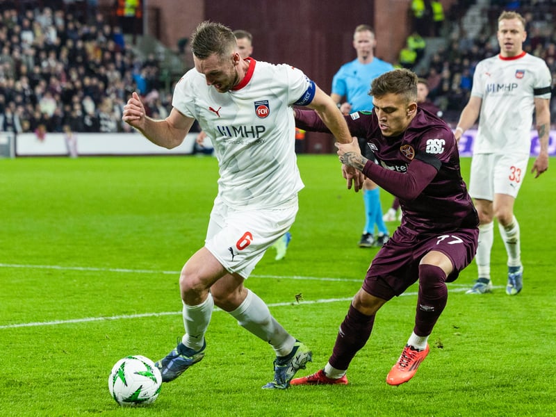 Kenneth Vargas (above) was introduced to liven up Hearts' attack but failed to do so. Cammy Devlin gave the midfield some bite, while Jorge Grant and Daniel Oyegoke also came on.